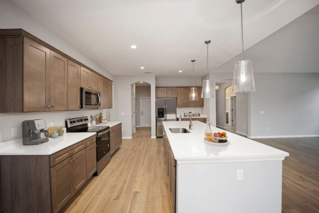 Two-tone kitchen with island