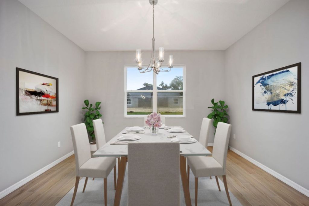 Formal dining room with chandelier